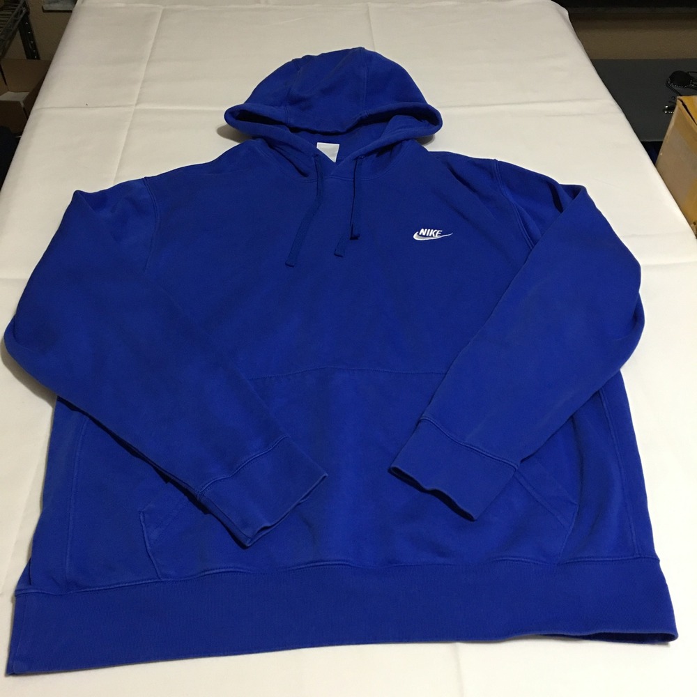 Nike Club Fleece Pullover Hoodie Mens XL Blue Sweatshirt